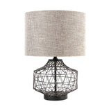 Clark (20"H) Bronze Barrel Metal Base Beige Linen Shade Table Lamp from Mercana - Luna Furniture