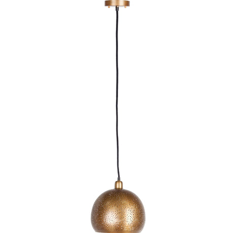 Dalmeny II 11x12 Gold Perforated Metal Dome Pendant Light from Mercana - Luna Furniture