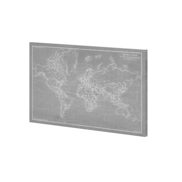 Explorer - World Map - Graphite by Vintage Collection a Hand Embellished Textured Canvas