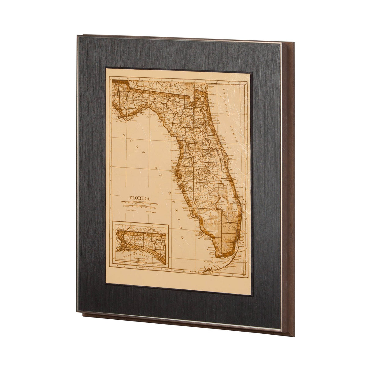 Vintage Florida Map by Mercana Studio a Hand Embellished Textured Framed Art Print from Mercana - Luna Furniture