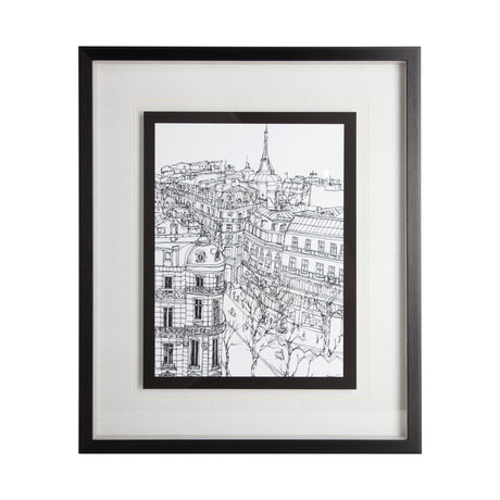 B&W City Scene IX by Melissa Wang a Hand Embellished Textured Framed Art Print Matted under Glass from Mercana - Luna Furniture
