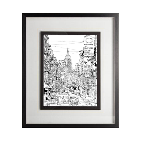 B&W City Scene II by Melissa Wang a Hand Embellished Textured Framed Art Print Matted under Glass from Mercana - Luna Furniture