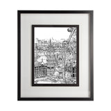 B&W City Scene IV by Melissa Wang a Hand Embellished Textured Framed Art Print Matted under Glass from Mercana - Luna Furniture