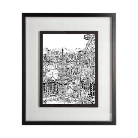 B&W City Scene IV by Melissa Wang a Hand Embellished Textured Framed Art Print Matted under Glass from Mercana - Luna Furniture