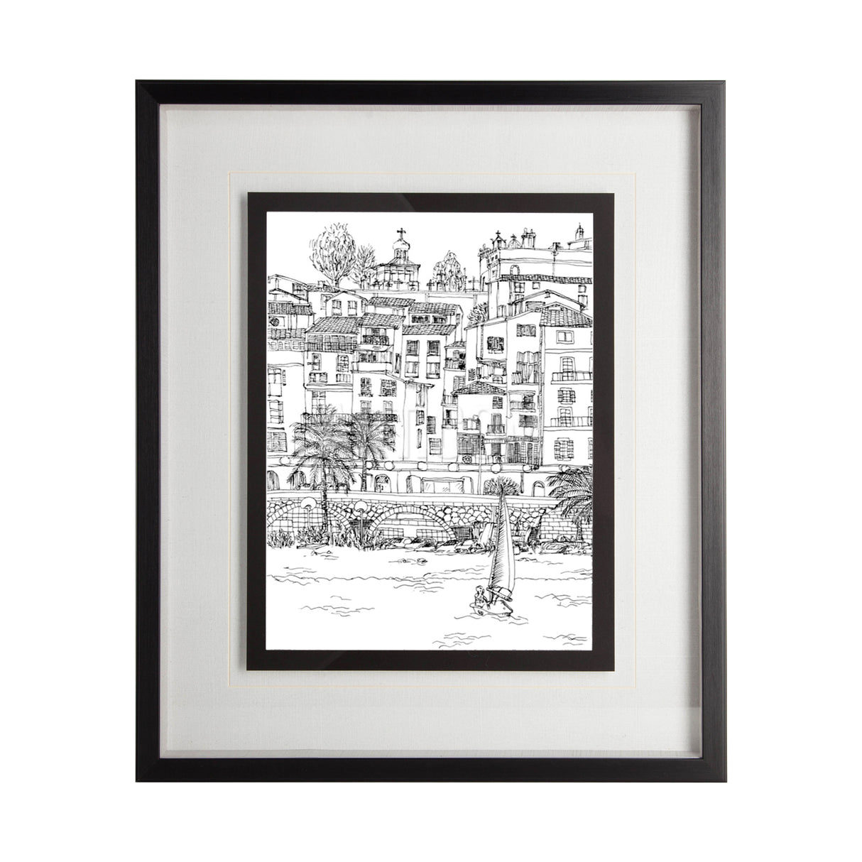 B&W City Scene V by Melissa Wang a Hand Embellished Textured Framed Art Print Matted under Glass from Mercana - Luna Furniture