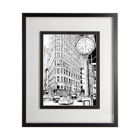 B&W City Scene VII by Melissa Wang a Hand Embellished Textured Framed Art Print Matted under Glass from Mercana - Luna Furniture