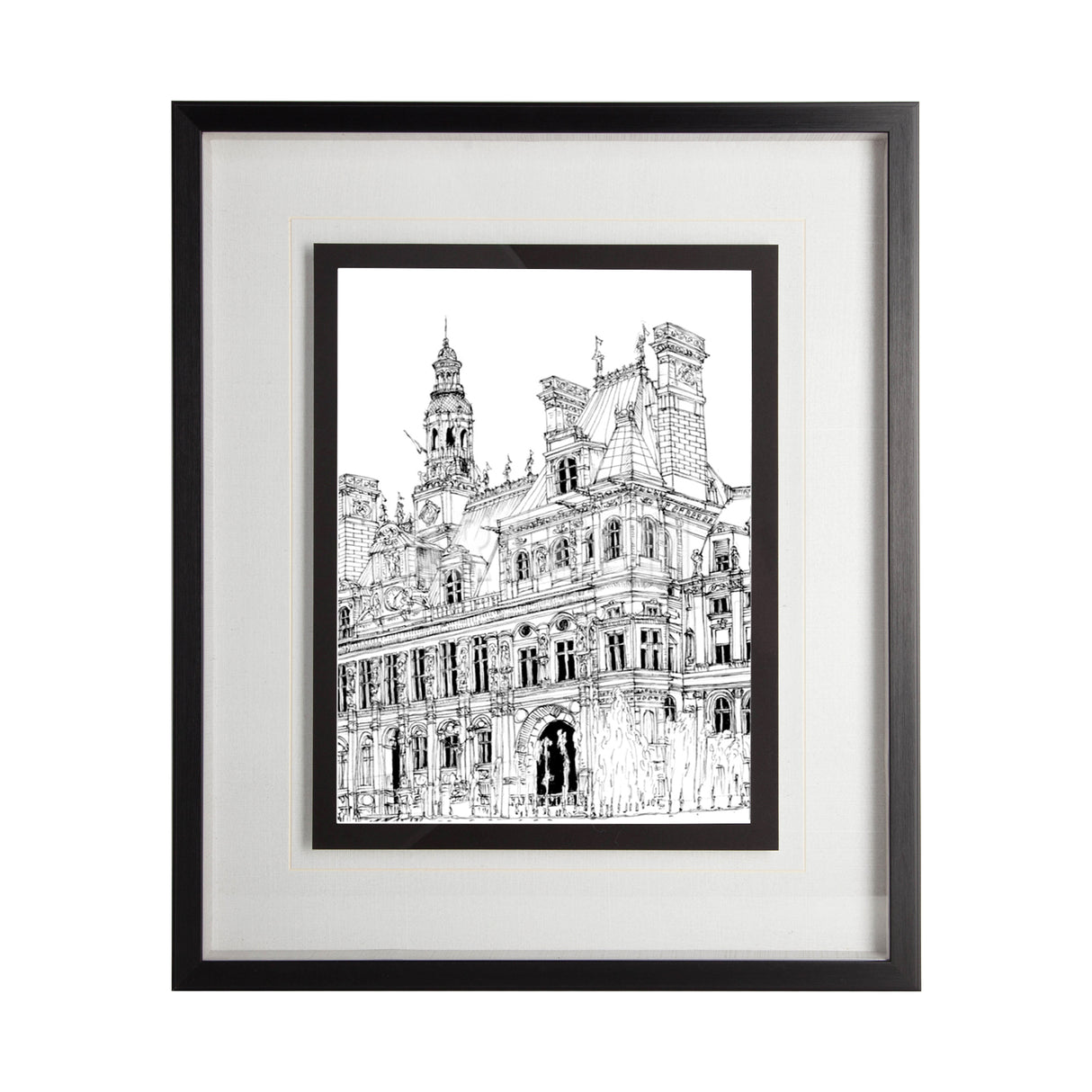 B&W City Scene VIII by Melissa Wang a Hand Embellished Textured Framed Art Print Matted under Glass from Mercana - Luna Furniture