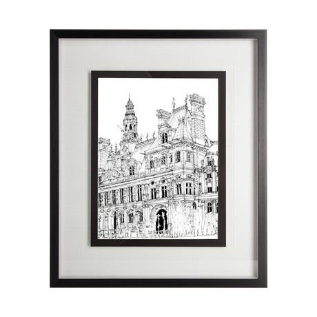 B&W City Scene VIII by Melissa Wang a Hand Embellished Textured Framed Art Print Matted under Glass from Mercana - Luna Furniture