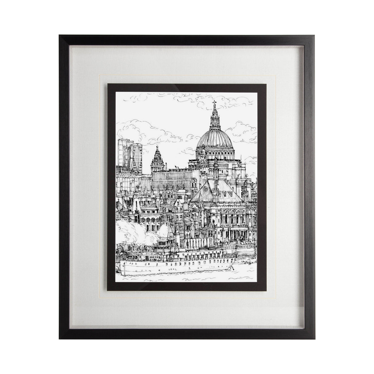 B&W City Scene X by Melissa Wang a Hand Embellished Textured Framed Art Print Matted under Glass from Mercana - Luna Furniture