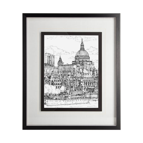 B&W City Scene X by Melissa Wang a Hand Embellished Textured Framed Art Print Matted under Glass from Mercana - Luna Furniture