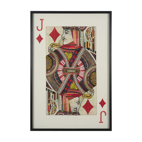 Jack of Diamonds Playing Card a Paper Mosaic Collage Framed Art under Glass from Mercana - Luna Furniture