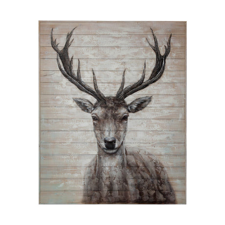 White Tail II 48x60 Deer Original Hand Painted on Wood Oil Painting from Mercana - Luna Furniture