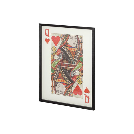 Queen of Hearts II Playing Card a Paper Mosaik Collage Framed Art under Glass from Mercana - Luna Furniture