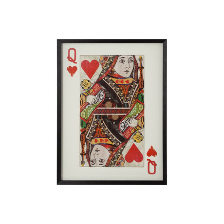 Queen of Hearts II Playing Card a Paper Mosaik Collage Framed Art under Glass from Mercana - Luna Furniture