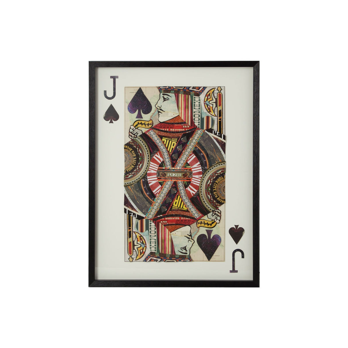 Jack of Spades II Playing Card a Paper Mosaik Collage Framed Art under Glass from Mercana - Luna Furniture