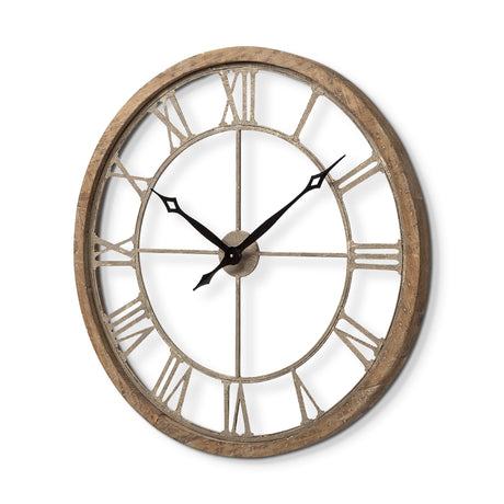 Mething Light Brown 31.5" Large Farmhouse Wall Clock from Mercana - Luna Furniture