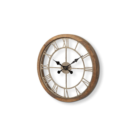 Mething Light Brown 19" Small Farmhouse Wall Clock from Mercana - Luna Furniture