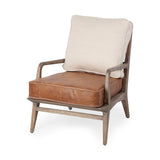 Harman II Cream Fabric and Brown Leather Seat Accent Chair from Mercana - Luna Furniture