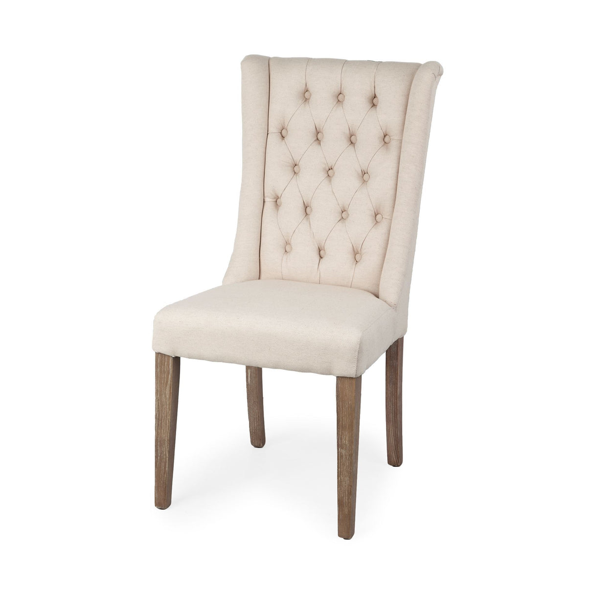 Mackenzie I Cream Plush Linen Covering Ash Solid Wood Base Dining Chair from Mercana - Luna Furniture