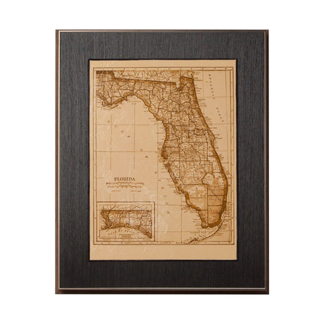 Vintage Florida Map by Mercana Studio a Hand Embellished Textured Framed Art Print from Mercana - Luna Furniture
