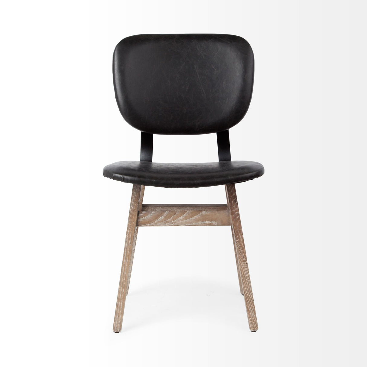 Haden I Black Faux-Leather Wrap Brown Solid Wood and Iron Base Dining Chair, Set of 2 from Mercana - Luna Furniture