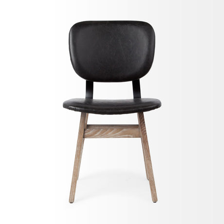 Haden I Black Faux-Leather Wrap Brown Solid Wood and Iron Base Dining Chair, Set of 2 from Mercana - Luna Furniture