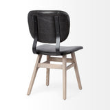 Haden I Black Faux-Leather Wrap Brown Solid Wood and Iron Base Dining Chair, Set of 2 from Mercana - Luna Furniture