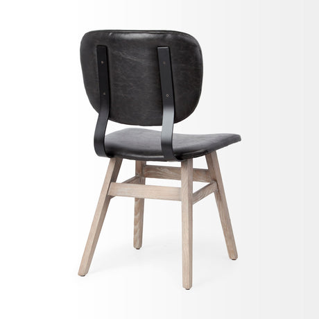 Haden I Black Faux-Leather Wrap Brown Solid Wood and Iron Base Dining Chair, Set of 2 from Mercana - Luna Furniture