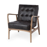 Phineas Black Leather W/ Brown Wooden Frame Accent Chair from Mercana - Luna Furniture