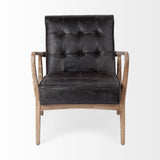 Phineas Black Leather W/ Brown Wooden Frame Accent Chair from Mercana - Luna Furniture