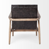 Phineas Black Leather W/ Brown Wooden Frame Accent Chair from Mercana - Luna Furniture