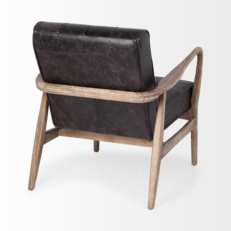Phineas Black Leather W/ Brown Wooden Frame Accent Chair from Mercana - Luna Furniture