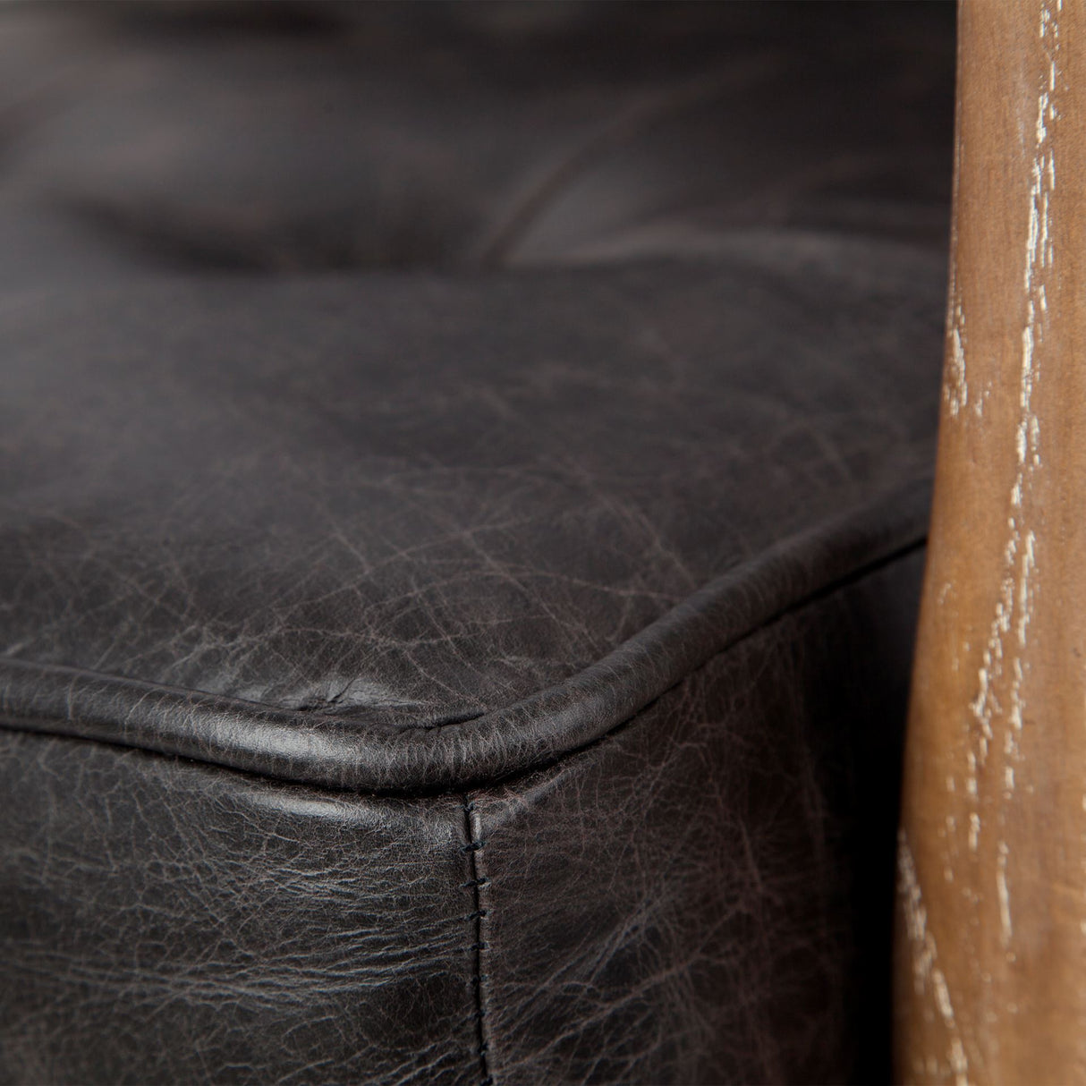 Phineas Black Leather W/ Brown Wooden Frame Accent Chair from Mercana - Luna Furniture
