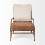 Harman II Cream Fabric and Brown Leather Seat Accent Chair from Mercana - Luna Furniture