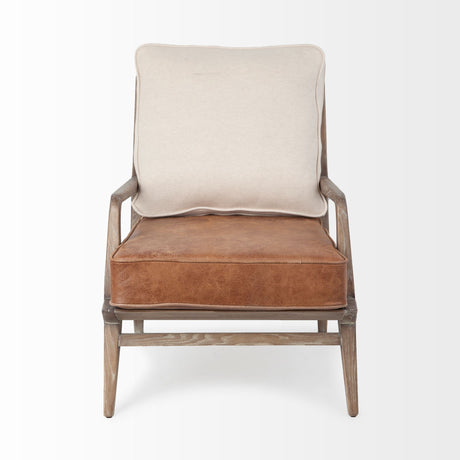 Harman II Cream Fabric and Brown Leather Seat Accent Chair from Mercana - Luna Furniture