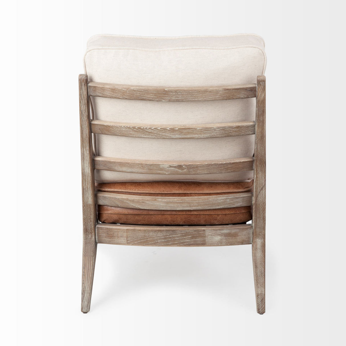 Harman II Cream Fabric and Brown Leather Seat Accent Chair from Mercana - Luna Furniture