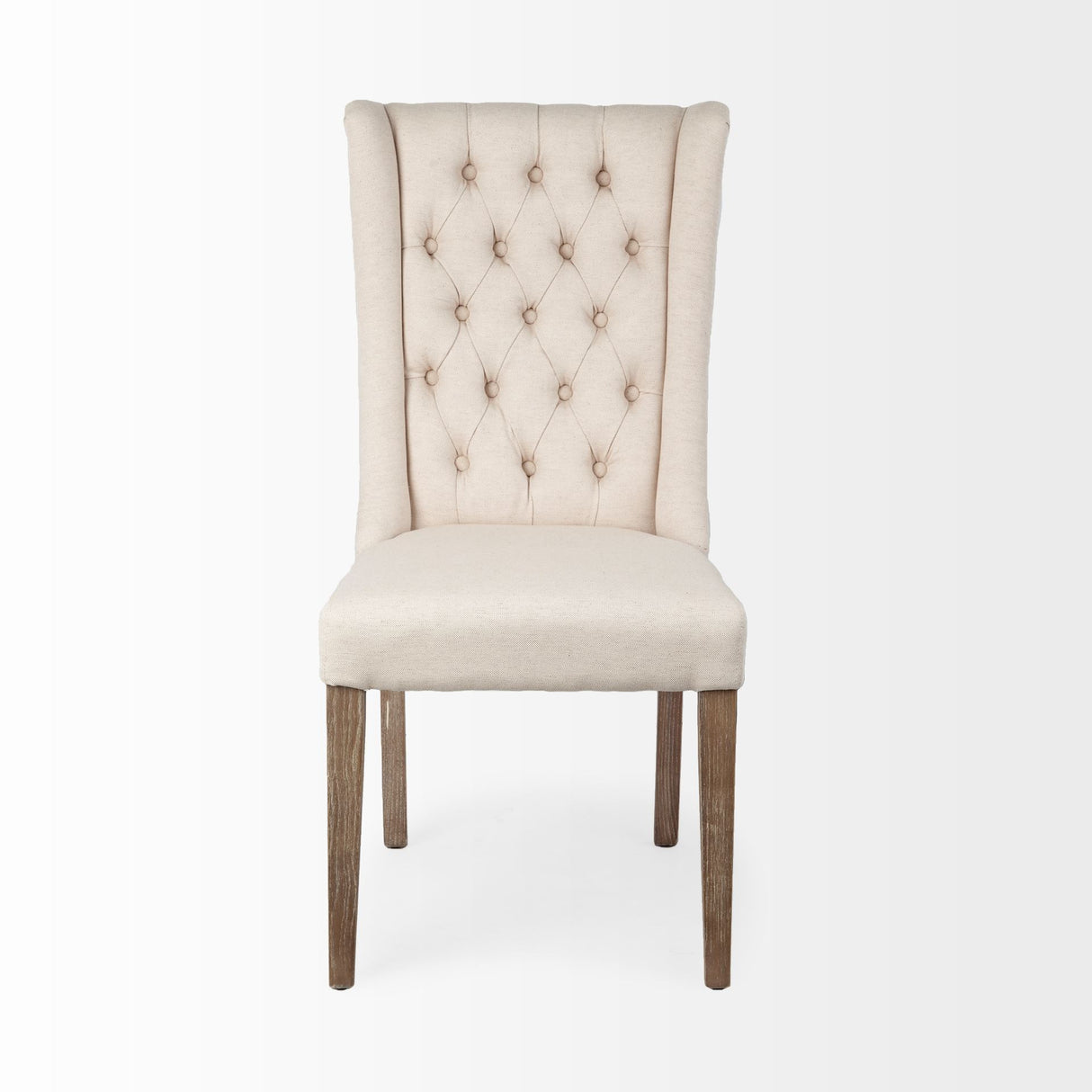Mackenzie I Cream Plush Linen Covering Ash Solid Wood Base Dining Chair from Mercana - Luna Furniture