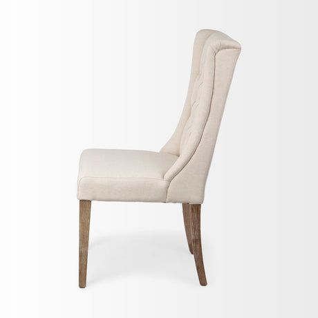 Mackenzie I Cream Plush Linen Covering Ash Solid Wood Base Dining Chair from Mercana - Luna Furniture