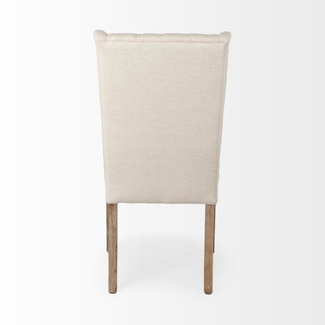 Mackenzie I Cream Plush Linen Covering Ash Solid Wood Base Dining Chair from Mercana - Luna Furniture