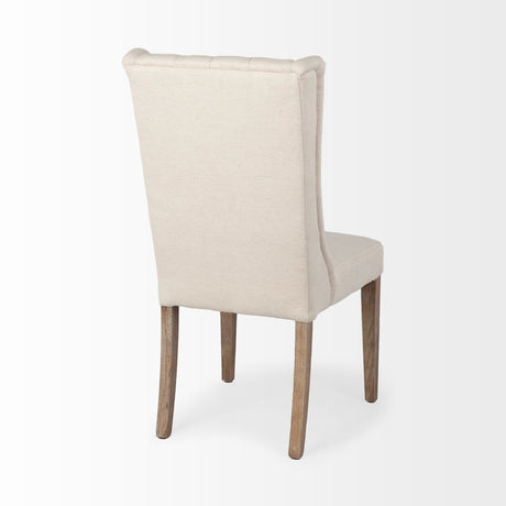 Mackenzie I Cream Plush Linen Covering Ash Solid Wood Base Dining Chair from Mercana - Luna Furniture