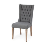 Mackenzie II Gray Plush Linen Covering Ash Solid Wood Base Dining Chair from Mercana - Luna Furniture