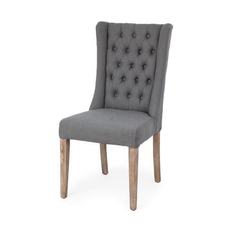 Mackenzie II Gray Plush Linen Covering Ash Solid Wood Base Dining Chair from Mercana - Luna Furniture