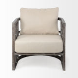 Skylar I Cream Fabric Covered Cushioned Demi-Lune Wooden Frame Accent Chair from Mercana - Luna Furniture