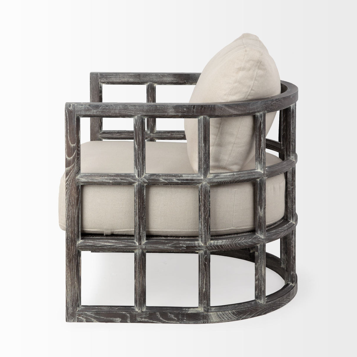 Skylar I Cream Fabric Covered Cushioned Demi-Lune Wooden Frame Accent Chair from Mercana - Luna Furniture