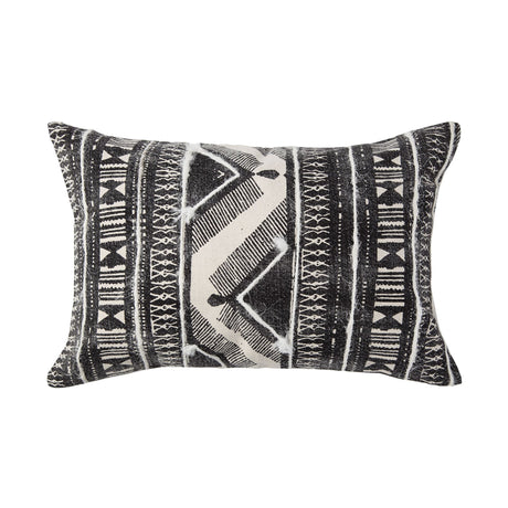 Beveridge II 14 x 26 Black And White Embroidered Pattern Decorative Pillow Cover from Mercana - Luna Furniture
