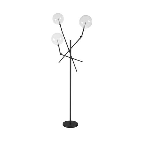 Connor II 84" Black Metal Glass Globe Three Light Floor Lamp from Mercana - Luna Furniture