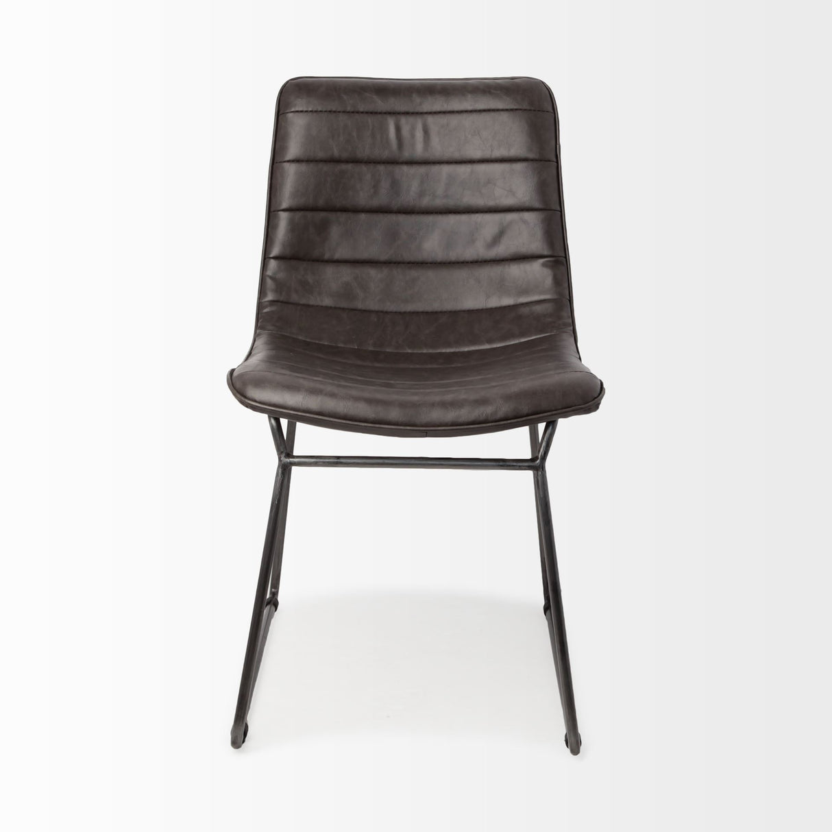 Thornton I Dark Brown Faux-Leather Seat Black Iron Frame Dining Chair, Set of 2 from Mercana - Luna Furniture