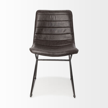 Thornton I Dark Brown Faux-Leather Seat Black Iron Frame Dining Chair, Set of 2 from Mercana - Luna Furniture