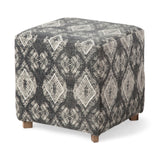 Pallu 18.75"H Dhurrie Cotton Cover w/Four Wooden Legs Ottoman from Mercana - Luna Furniture