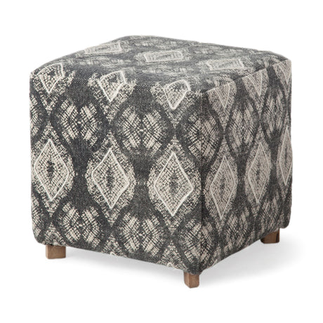 Pallu 18.75"H Dhurrie Cotton Cover w/Four Wooden Legs Ottoman from Mercana - Luna Furniture